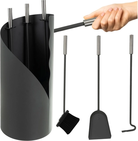 Kaminer fireplace tool set with stand 4-in-1
