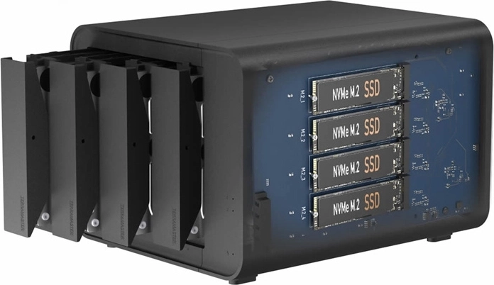 TerraMaster D8 Hybrid externí disková skříň DAS pro 8 disků (4× SATA + 4× M.2 NVMe)