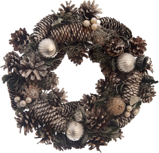 Decoratieve krans met dennenappels bruin 30 cm