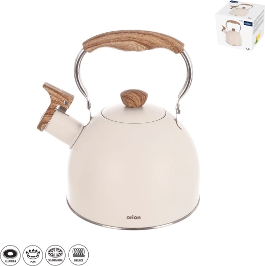 Stainless steel whistling kettle beige 1.5 l