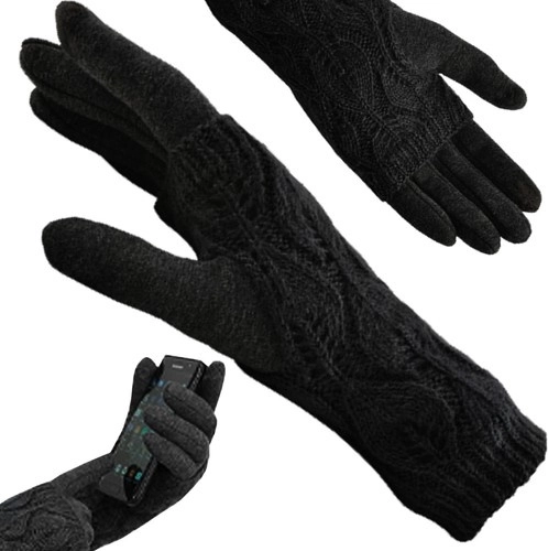 Touchscreen gloves with detachable cuff – black