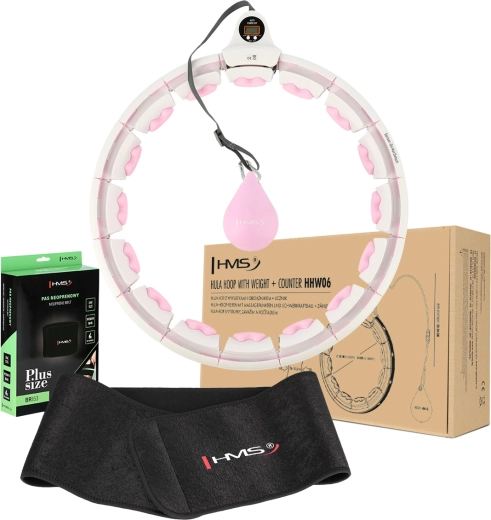 Set cerchio massaggiante con peso e contatore HMS HHW06 + cintura dimagrante in neoprene BR163 rosa