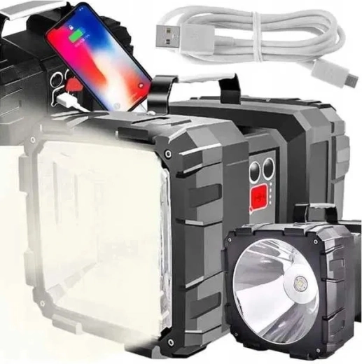 Dual-sided high-performance rechargeable LED flashlight with power bank