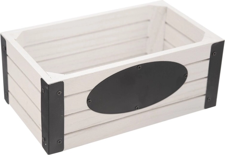 Rustic wooden and metal storage crate