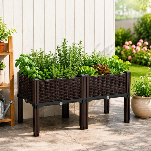 Verhoogde modulaire tuinbak 80 × 40 × 38 cm, bruin