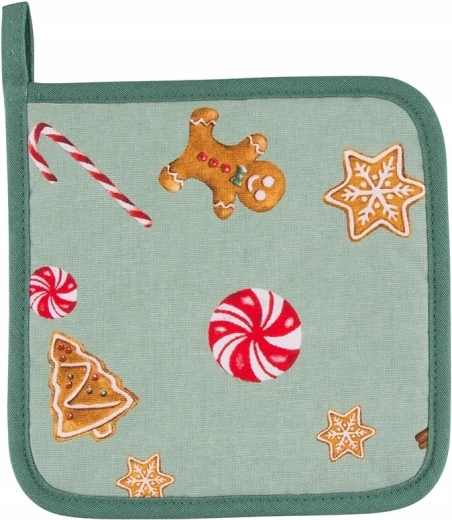 Manique et dessous de plat en coton 18 × 18 cm – motif biscuits
