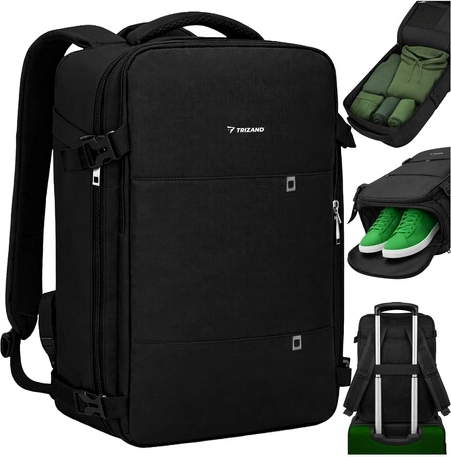 Trizand Reiserucksack mit USB-Anschluss, schwarz