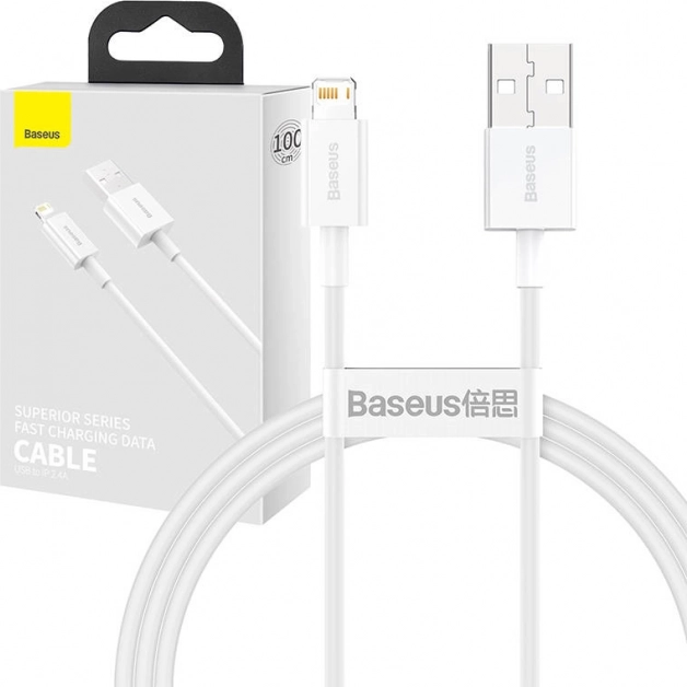 Baseus Superior USB-A to Lightning Cable 1 m, Fast Charging 2.4 A (White)