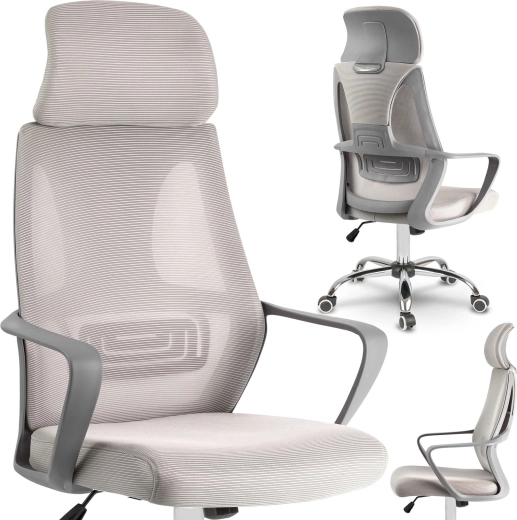 Fauteuil de bureau Praga en micro-maille gris clair