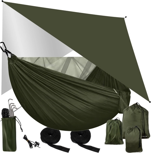 Tourist Hammock with Mosquito Net and Tarp 260x140 cm