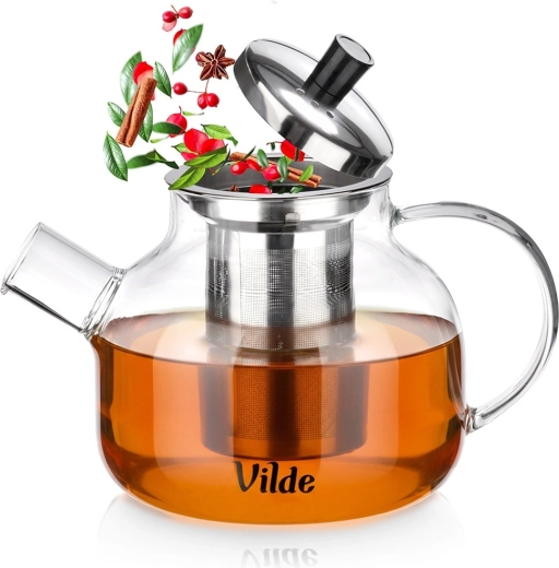 Glass Teapot with Stainless Steel Infuser 850 ml Heat-Resistant