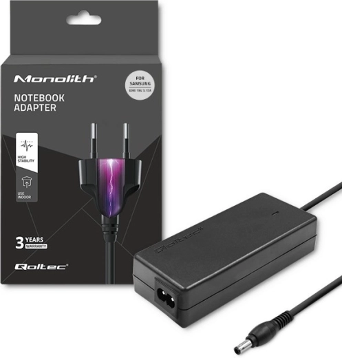 Alimentatore di rete per SAMSUNG 60 W, 19 V, 3,15 A, 5,5 × 3,5 mm + pin – QOLTEC