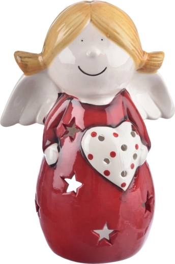 Bougeoir en céramique Ange rouge