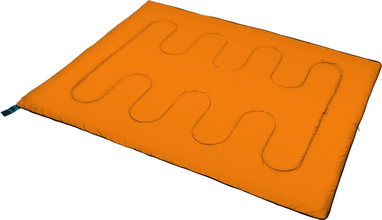 Opens into a blanket and couples two sleeping bags