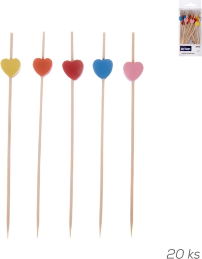 Spiedini in bambù a forma di cuore 20 pz mix