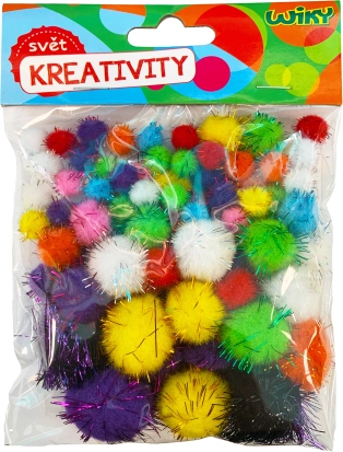 Pompoms with Glitter Assortment of Sizes