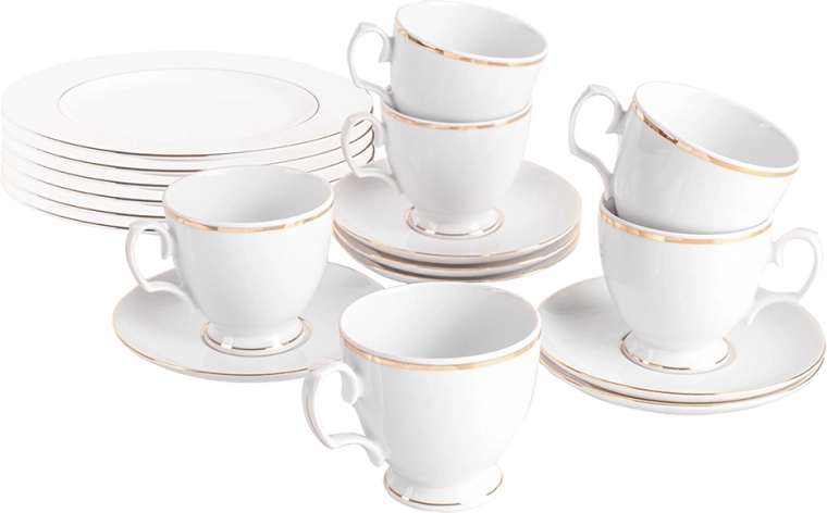 Servizio da caffè in porcellana MariaPaula Klasyka Linea Oro 18 pezzi per 6 persone