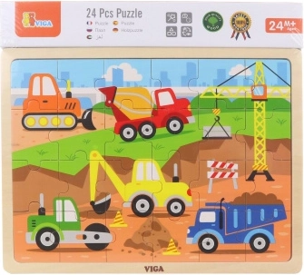 fa puzzle építőgépek 24 darab VIGA