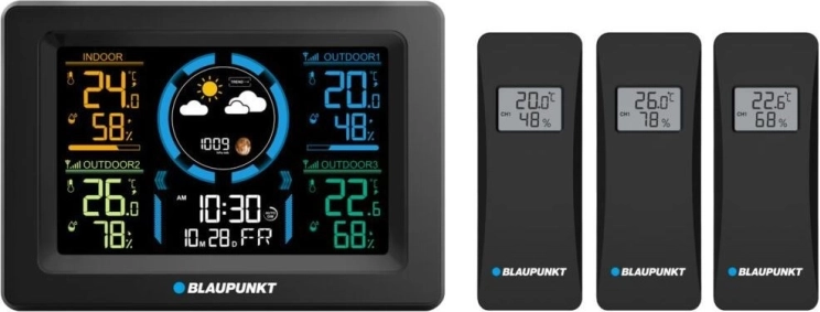 Weather station with 3 wireless sensors BLAUPUNKT WS40BK
