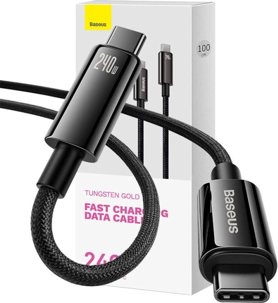 Cavo USB‑C a USB‑C BASEUS Tungsten Gold 240 W, 1 m, nero