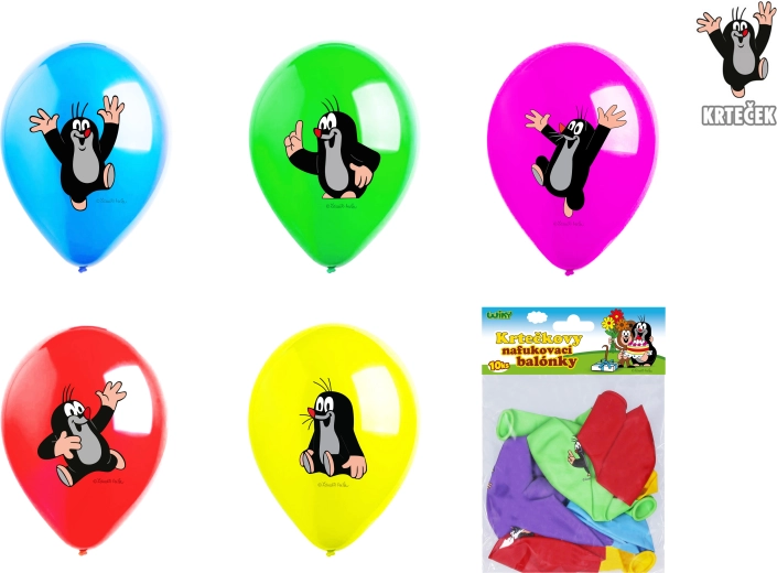 Nafukovací balonky 30 cm krtek – sada 10 ks, 5 designů