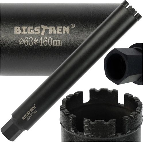 Diamond core bit 63 × 450 mm BIGSTREN, 1-1/4" UNC thread for concrete and stone
