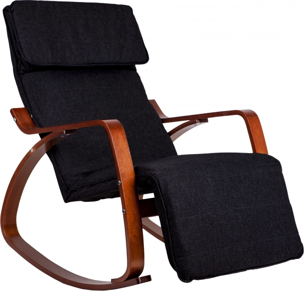 Sedia a dondolo con poggiapiedi regolabile e braccioli in legno di ModernHome