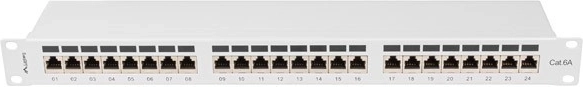 Pannello patch 24 porte Cat 6A 1U grigio