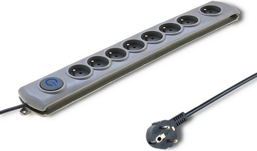 Multipresa con protezione da sovratensione Quick Switch, 8 prese, 1,8 m, grigio