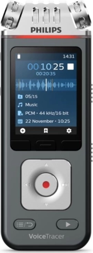 Voice Recorder DVT6115 8GB memory, USB, microSDHC 32GB, 3 Hi‑Fi microphones
