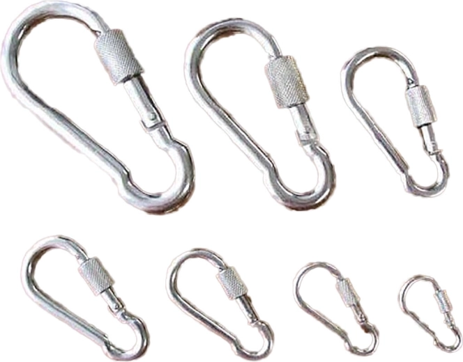 Mousqueton avec écrou de sécurité 60 mm, galvanisé, charge utile 120 kg (10 pcs)