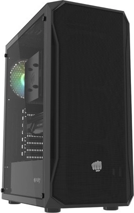 case pc fury shobo sh4 rgb midi tower, nero con pannello laterale in vetro temperato