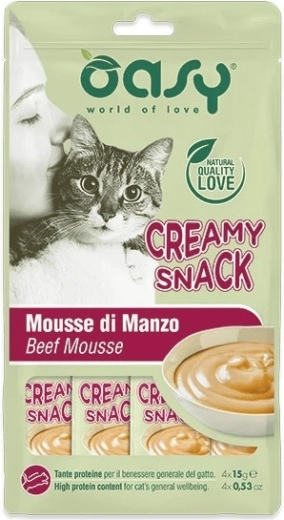 Oasy crema deliziosa per gatti manzo 4×15 g