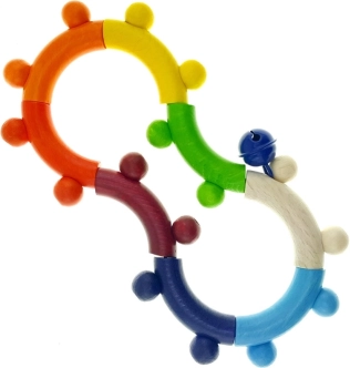 Hess rattle for motor skill development, colorful wood