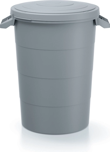 Smooth Plastic Container with Handles 80 l Light Grey
