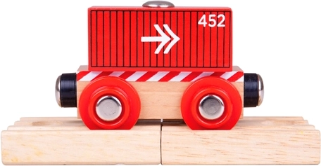Bigjigs Rail wagon with red container