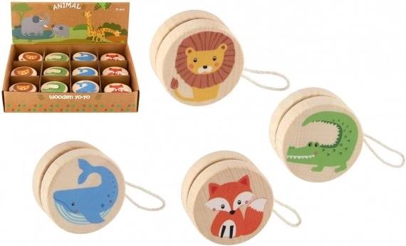 Wooden yo-yo with animals 5.5 cm