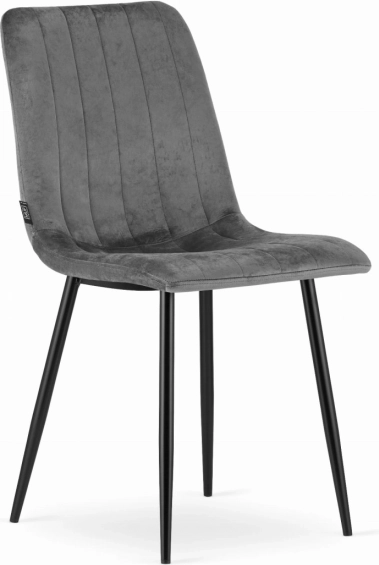 Sedie imbottite 4 pz – velluto grigio scuro, gambe in metallo