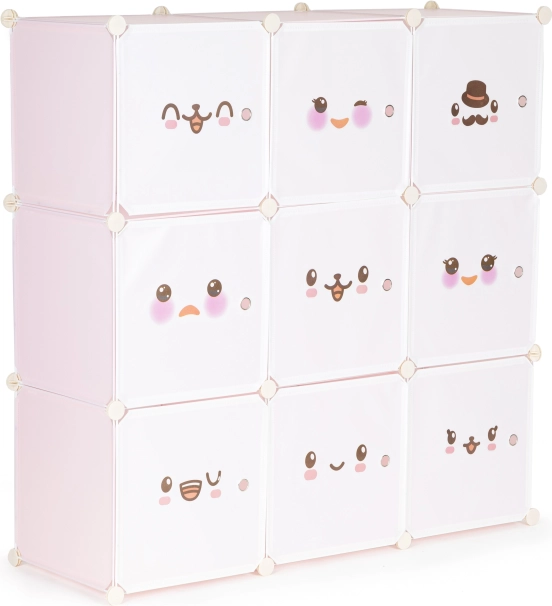 Modular kids' wardrobe with 9 shelves ModernHome – Pink