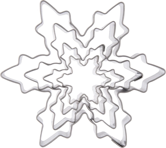 Roestvrijstalen uitsteekvormpjes sneeuwvlok, set van 4 stuks