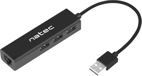 Hub USB NATEC Dragonfly con 3× USB 2.0 e RJ45