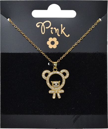 Collana placcata oro con ciondolo orsetto con cristalli