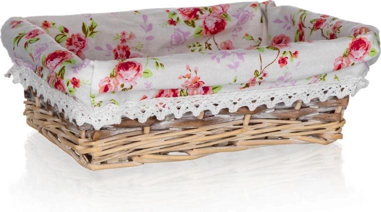 Wicker Basket Roses rectangular 21 × 16 × 6.5 cm with cotton liner