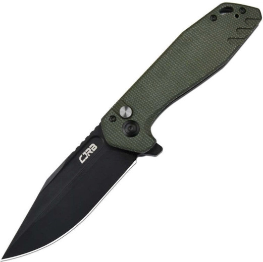Foldekniv CJRB Riff Green, 8,8 cm, sort PVD-klinge, grøn Micarta