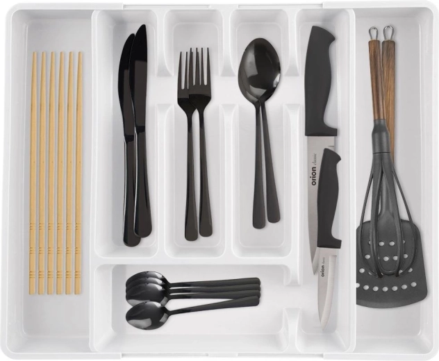 Range-couverts blanc extensible Orion pour tiroir