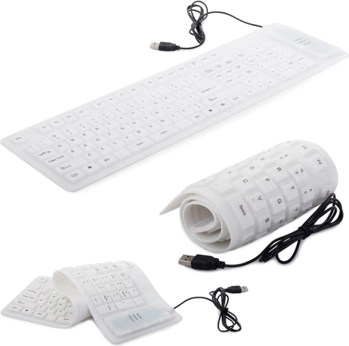 Tastiera flessibile USB in silicone bianco