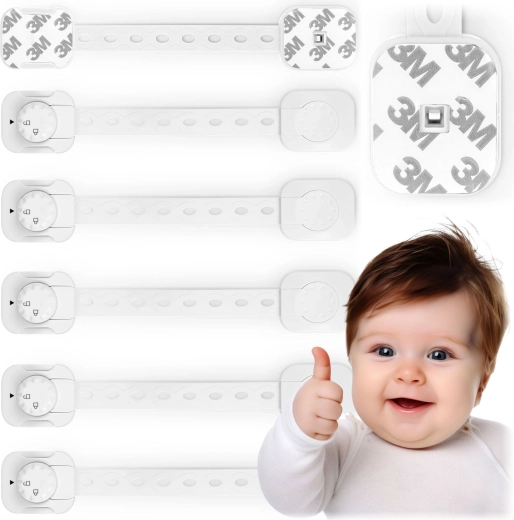 Detské bezpečnostné zámky na skrinky RICOKIDS, 6 ks, biele