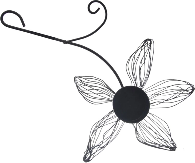 Metal Candle Holder Flower Black 24 cm