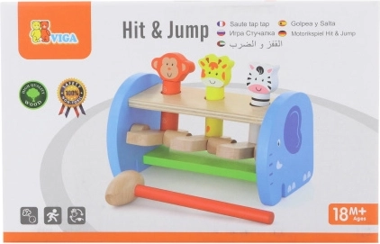lesena zabijalka z živalicami Hit & Jump
