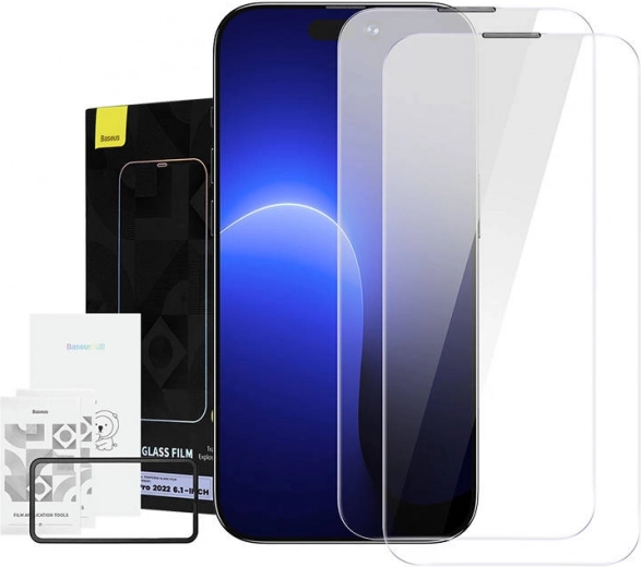 Baseus Crystal dust-resistant tempered glass 0.3 mm for iPhone 14/13/13 Pro – Double pack